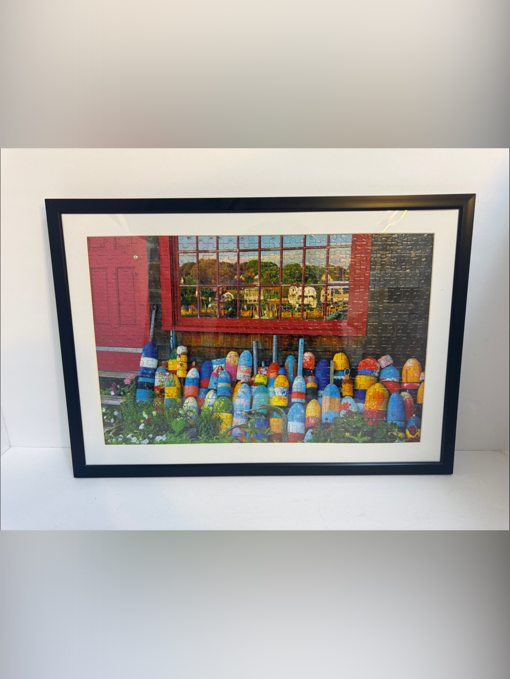 Framed Puzzle Colorful Buoy Wall Art Print - Multicolor